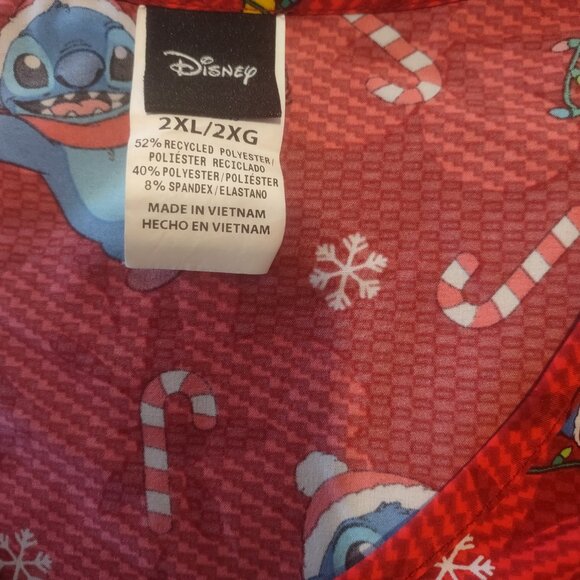Stitch Candy Cane Christmas Scrub Top Disney 2XL - Picture 3 of 3